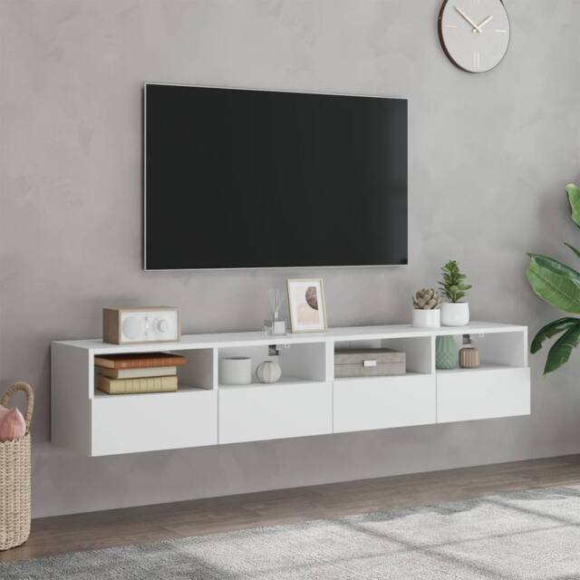 Berkfield Home TV Wall Cabinets 2 pcs White 80x30x30 cm Engineered Wood - Size: 80 x 30 x 30 cm - image 1