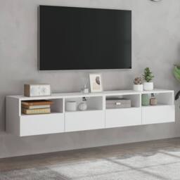 Berkfield Home TV Wall Cabinets 2 pcs White 80x30x30 cm Engineered Wood - Size: 80 x 30 x 30 cm - thumbnail 2