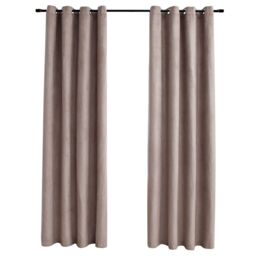 Berkfield Home Blackout Curtains with Metal Rings 2 pcs Taupe 140x175 cm - thumbnail 2