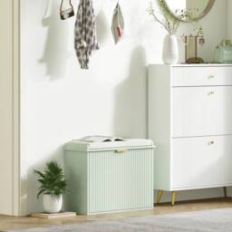 NESTLUNE Shoe Storage Bench with Cushion & Flip-Drawer 62x26x47.5cm in Green - Size: 100 cm x 15 cm - thumbnail 6