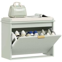 NESTLUNE Shoe Storage Bench with Cushion & Flip-Drawer 62x26x47.5cm in Green - Size: 100 cm x 15 cm - thumbnail 1