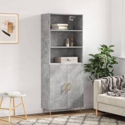 Berkfield Home Highboard Concrete Grey 69.5x34x180 cm Engineered Wood - thumbnail 2