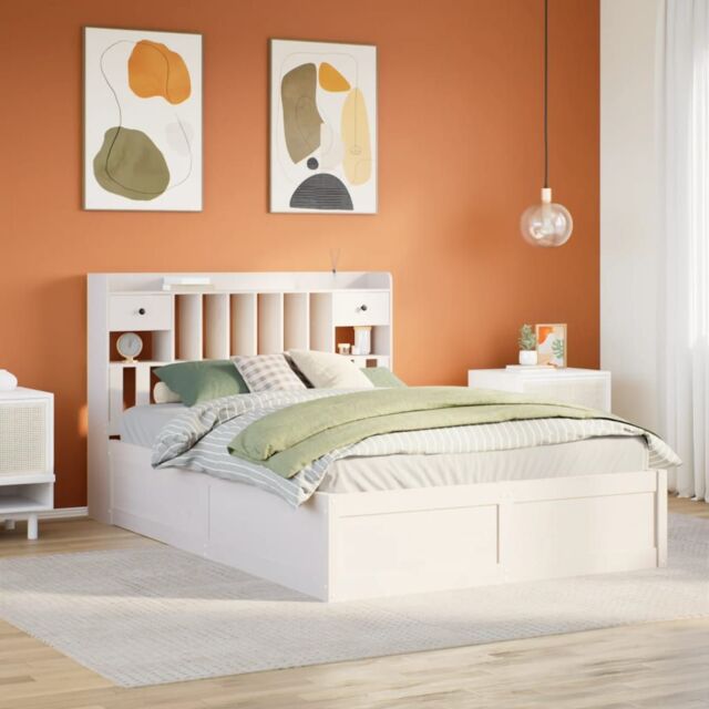 Berkfield Home Bed Frame without Mattress White 140x200 cm Solid Wood Pine - image 1