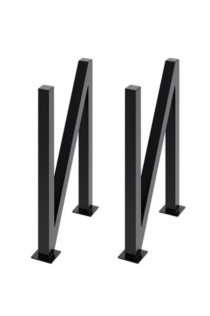 2Pcs 50x9x71cm Black N-Shaped Metal Table Legs with Plastic Pad for DIY Furniture Project - Size: 50 x 9 x 71 cm