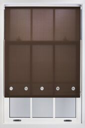 Furnished Mocha Daylight Roller Blind with Chrome Round Eyelets - Trimmable Window Shade in Chocolate - Size: 115 cm width x 210 cm drop - thumbnail 1