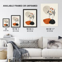 "Artery8 Rocks & Wild Flowers Bright Boho Japandi Style Wall Art Print in Beige - Size: W24"" x H32""" - thumbnail 3