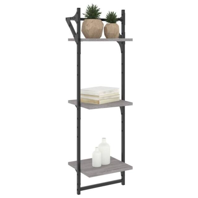 Berkfield Home Beautiful 3-Tier Wall Shelves with Bars 2 pcs Grey Sonoma 30x25x100 cm - Size: 30 x 25 x 100 cm - image 1