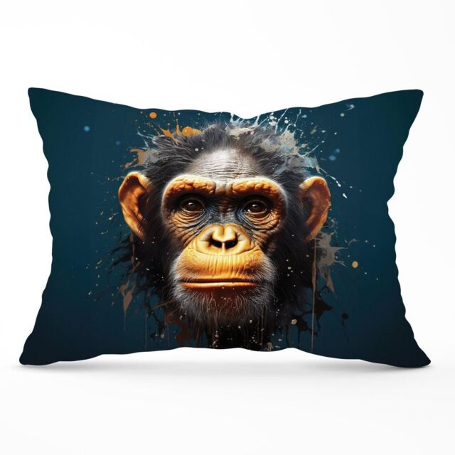 Warren Reed - Designer Splashart Realistic Monkey Face Cushions in Brown - Size: 45 cm x 45 cm - image 1