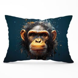Warren Reed - Designer Splashart Realistic Monkey Face Cushions in Brown - Size: 45 cm x 45 cm - thumbnail 1