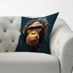 Warren Reed - Designer Splashart Realistic Monkey Face Cushions in Brown - Size: 45 cm x 45 cm - thumbnail 2