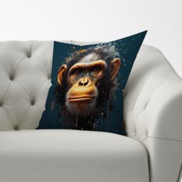 Warren Reed - Designer Splashart Realistic Monkey Face Cushions in Brown - Size: 45 cm x 45 cm - thumbnail 3