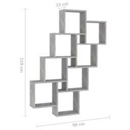 Berkfield Home Wall Cube Shelf Concrete Grey 90x15x119 cm Engineered Wood - Size: 90 x 15 x 119 cm - thumbnail 6