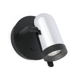 Netlighting Orleans 1 Light Indoor Adjustable Wall Spotlight Chrome Black GU10 in Grey