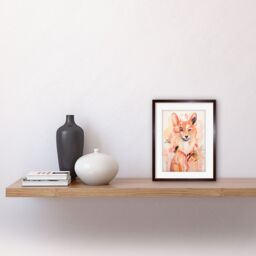 Artery8 Wall Art Print Floral Fox Spirit Animal Boho Calm Pastel Colour Artwork Orange Pink Abstract Woodland Creature Flowers Artwork Framed 9X7 - thumbnail 2