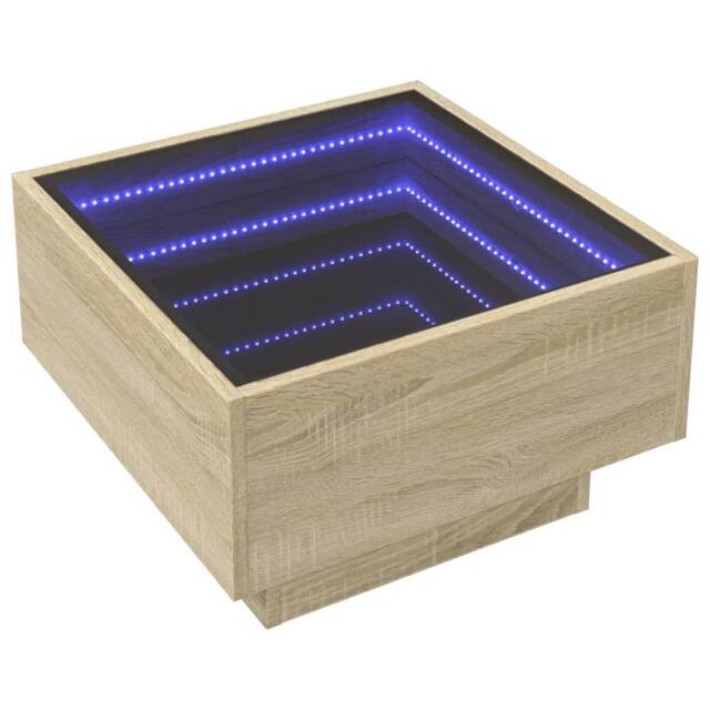 Berkfield Home Decorative Coffee Table with LED Sonoma Oak 50x50x30 cm Engineere in Light Tan - Size: 50 x 50 x 30 cm - image 1