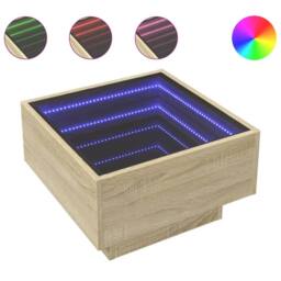 Berkfield Home Decorative Coffee Table with LED Sonoma Oak 50x50x30 cm Engineere in Light Tan - Size: 50 x 50 x 30 cm - thumbnail 3