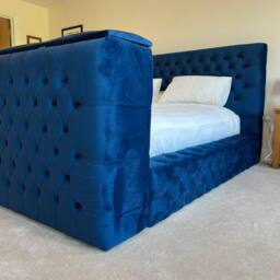 Stratus Interiors Ambassador TV Bed with Built-In Lift Luxury Non Storage Design in Blue - Size: Double - thumbnail 2