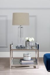 Orsina Alona Table Lamp With Stone Linen Shade in Clear - thumbnail 2