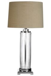 Orsina Alona Table Lamp With Stone Linen Shade in Clear