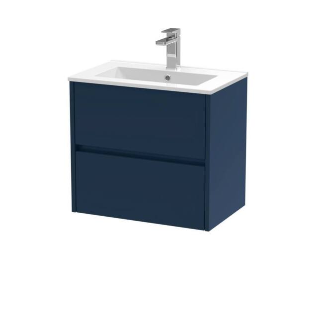 Balterley Chartley Contemporary 2 Drawer Wall Hung Vanity Basin Unit, 600mm in Blue - image 1