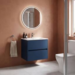 Balterley Chartley Contemporary 2 Drawer Wall Hung Vanity Basin Unit, 600mm in Blue - thumbnail 2