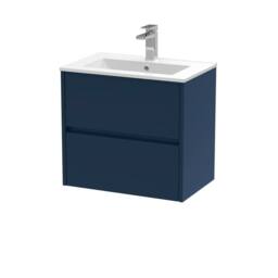 Balterley Chartley Contemporary 2 Drawer Wall Hung Vanity Basin Unit, 600mm in Blue - thumbnail 1