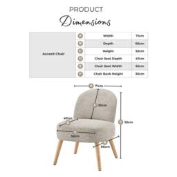 FurnitureboxUK Minnie Fabric Accent Chair in Beige - thumbnail 9