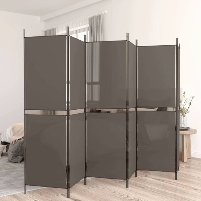 Berkfield Home 6-Panel Room Divider Anthracite 300x220 cm Fabric in Black - image 1