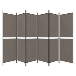 Berkfield Home 6-Panel Room Divider Anthracite 300x220 cm Fabric in Black - thumbnail 5