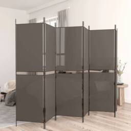 Berkfield Home 6-Panel Room Divider Anthracite 300x220 cm Fabric in Black - thumbnail 1