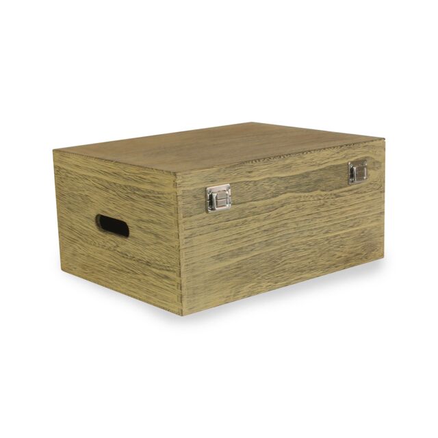 Red Hamper 40cm Oak Effect Wooden Box in Brown - image 1