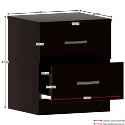 Home Discount Vida Designs 4Pc Bedroom Set 2x2Bedside, 4 Drawer, 3Dr Mirror Wardrobe in Black - thumbnail 5