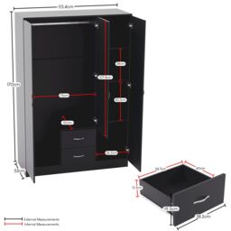 Home Discount Vida Designs 4Pc Bedroom Set 2x2Bedside, 4 Drawer, 3Dr Mirror Wardrobe in Black - thumbnail 7