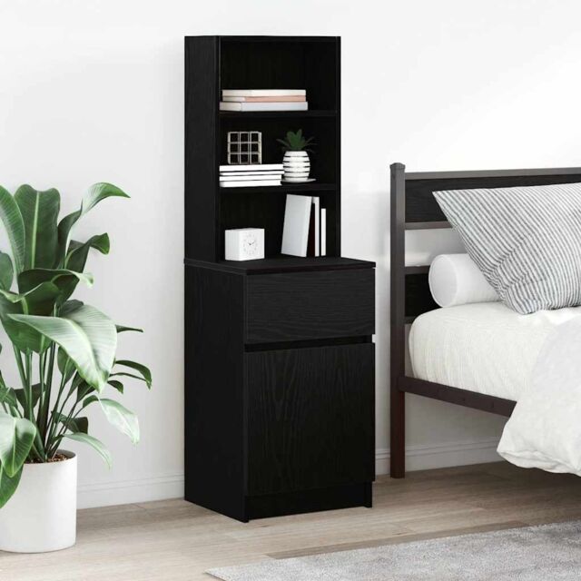 Berkfield Home Bedside Cabinet Black 39x35x125 cm Engineered Wood - Size: 39 x 35 x 125 cm - image 1