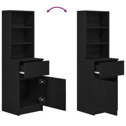 Berkfield Home Bedside Cabinet Black 39x35x125 cm Engineered Wood - Size: 39 x 35 x 125 cm - thumbnail 9