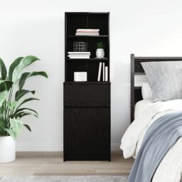 Berkfield Home Bedside Cabinet Black 39x35x125 cm Engineered Wood - Size: 39 x 35 x 125 cm - thumbnail 3