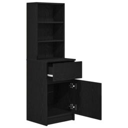 Berkfield Home Bedside Cabinet Black 39x35x125 cm Engineered Wood - Size: 39 x 35 x 125 cm - thumbnail 5