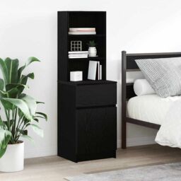 Berkfield Home Bedside Cabinet Black 39x35x125 cm Engineered Wood - Size: 39 x 35 x 125 cm - thumbnail 1