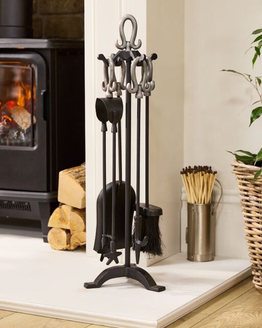 Dibor Traditional 5pc Fireside Freestanding Silver Companion Set - image 1