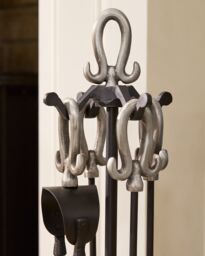 Dibor Traditional 5pc Fireside Freestanding Silver Companion Set - thumbnail 2