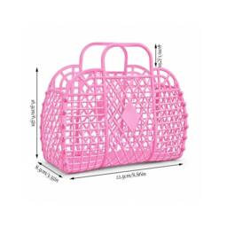 NESTLUNE 6Pcs Retro PVC Jelly Tote Bag Reusable Mesh Storage in Pink - thumbnail 2