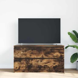 Berkfield Home TV Cabinet Smoked Oak 100x35x54 cm Engineered Wood in Brown - Size: 100 x 35 x 54 cm - thumbnail 3