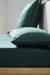 Ted Baker 'TB Plain Dye' Cotton Sateen Fitted Sheet in Dark Green - Size: Super King - thumbnail 2