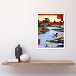 Artery8 Wall Art Print Utagawa Hiroshige Colourful Ukiyo-e Japanese Woodblock River Landscape with Cherry Blossom Trees Art Framed - thumbnail 2