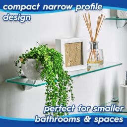 Harbour Housewares 6x Rounded Floating Glass Shelves - 40cm Bathroom Storage Display Unit in Black - thumbnail 3