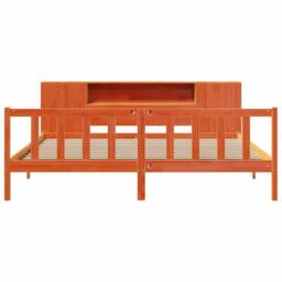 Berkfield Home Bookcase Bed without Mattress Wax Brown 200x200 cm Solid Wood Pine - thumbnail 4