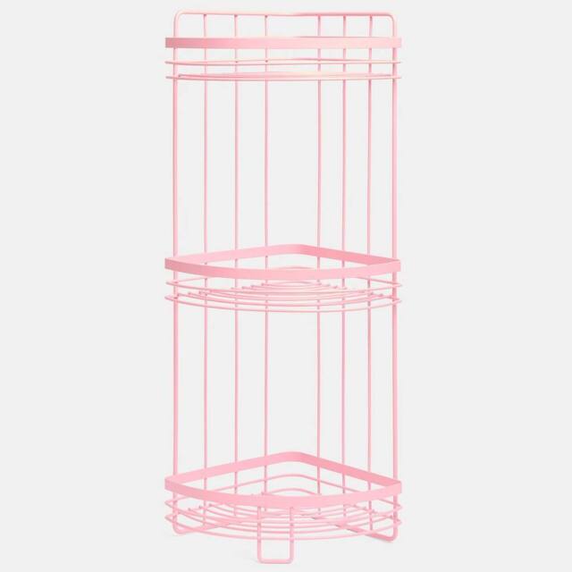 OHS 3 Tier Shower Caddy Freestanding Bathroom Corner Shelf Organiser in Pink - image 1