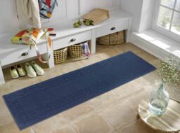 Desire Rugs Ivy Anti-Slip Greek Key Design Doormat - Machine Washable for Easy Care in Navy - Size: 80 cm x 300 cm - thumbnail 4