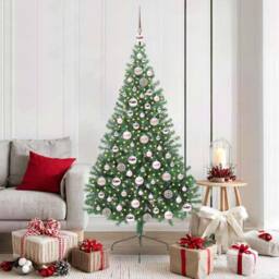 Berkfield Home Beautiful Artificial Pre-lit Christmas Tree Green 180 cm PVC - thumbnail 2