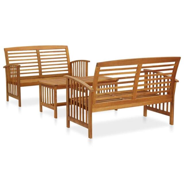 Berkfield Home 3 Piece Garden Lounge Set Solid Acacia Wood in Brown - image 1